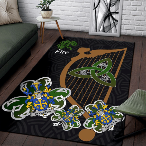 Ireland Area Rug - Alveston Family Crest Area Rug - Harp And Shamrock - Image 3