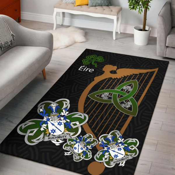 Ireland Area Rug - Auchmuty Family Crest Area Rug - Harp And Shamrock - Image 2