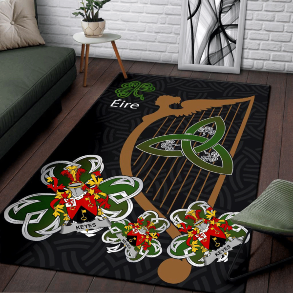 Ireland Area Rug - Keyes Family Crest Area Rug - Harp And Shamrock - Image 3