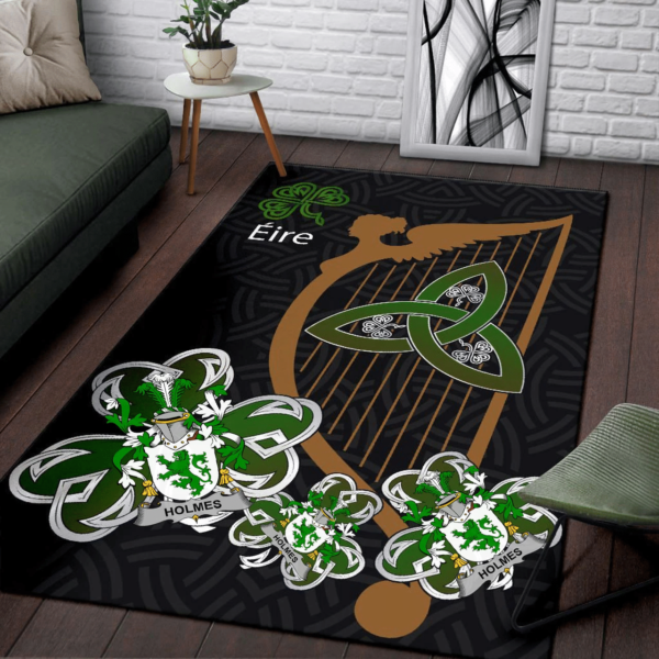 Ireland Area Rug - Holmes Family Crest Area Rug - Harp And Shamrock - Image 3