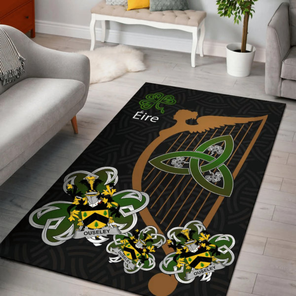 Ireland Area Rug - Ouseley Family Crest Area Rug - Harp And Shamrock - Image 2