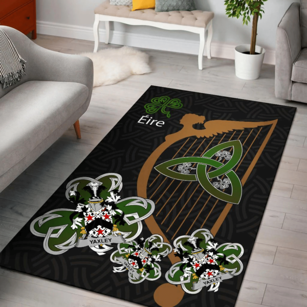 Ireland Area Rug - Yaxley Family Crest Area Rug - Harp And Shamrock - Image 2