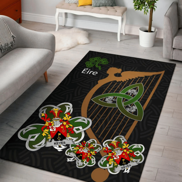 Ireland Area Rug - Keyes Family Crest Area Rug - Harp And Shamrock - Image 2