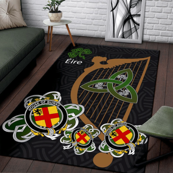 Ireland Area Rug - House of BURKE Family Crest Area Rug - Harp And Shamrock - Image 3