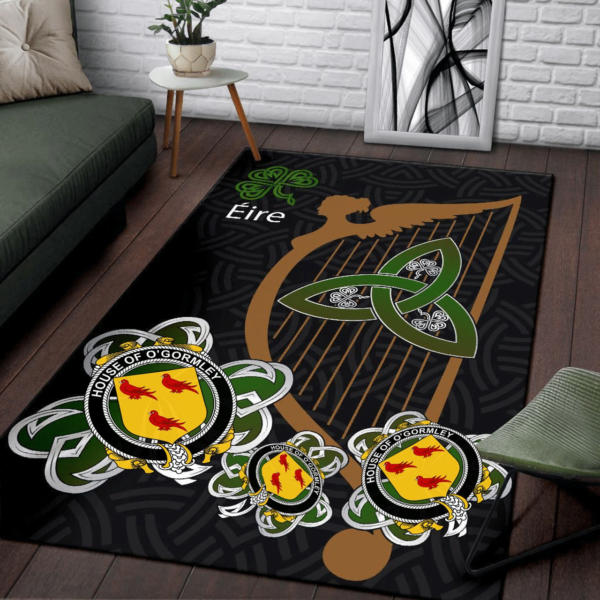 Ireland Area Rug - House of O'GORMLEY Family Crest Area Rug - Harp And Shamrock - Image 3