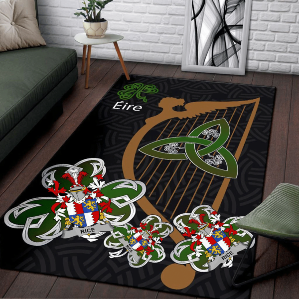 Ireland Area Rug - Rice Family Crest Area Rug - Harp And Shamrock - Image 3