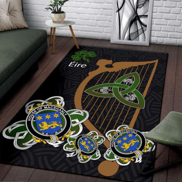 Ireland Area Rug - House of MACSHANLY Family Crest Area Rug - Harp And Shamrock - Image 3