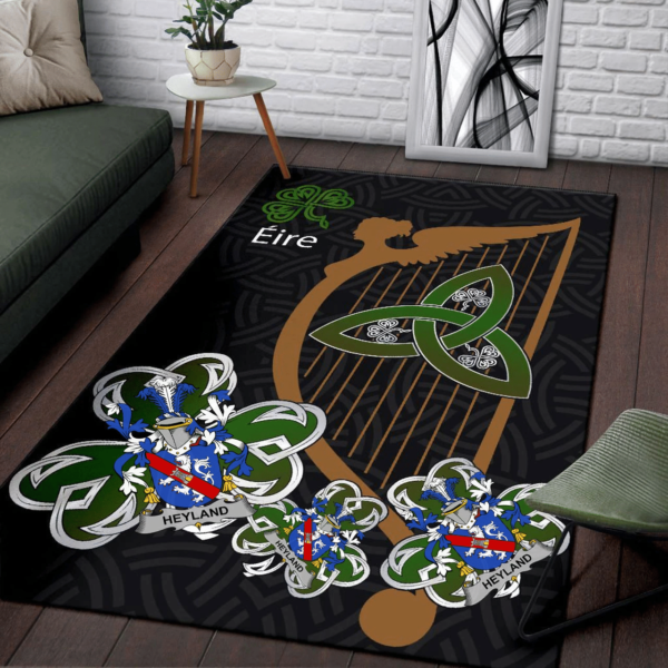 Ireland Area Rug - Heyland Family Crest Area Rug - Harp And Shamrock - Image 3