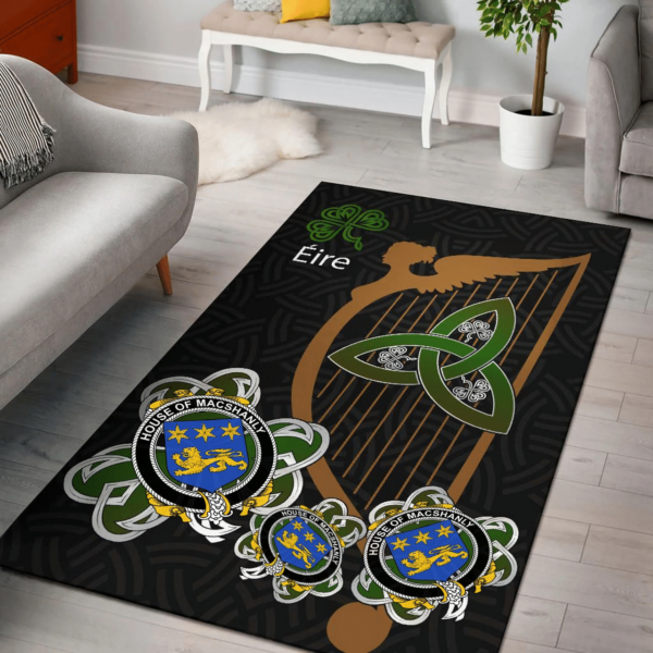 Ireland Area Rug - House of MACSHANLY Family Crest Area Rug - Harp And Shamrock - Image 2