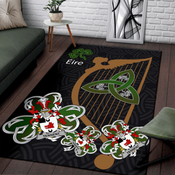 Ireland Area Rug - Tennent Family Crest Area Rug - Harp And Shamrock - Image 3