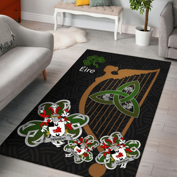 Ireland Area Rug - Tennent Family Crest Area Rug - Harp And Shamrock - Image 2