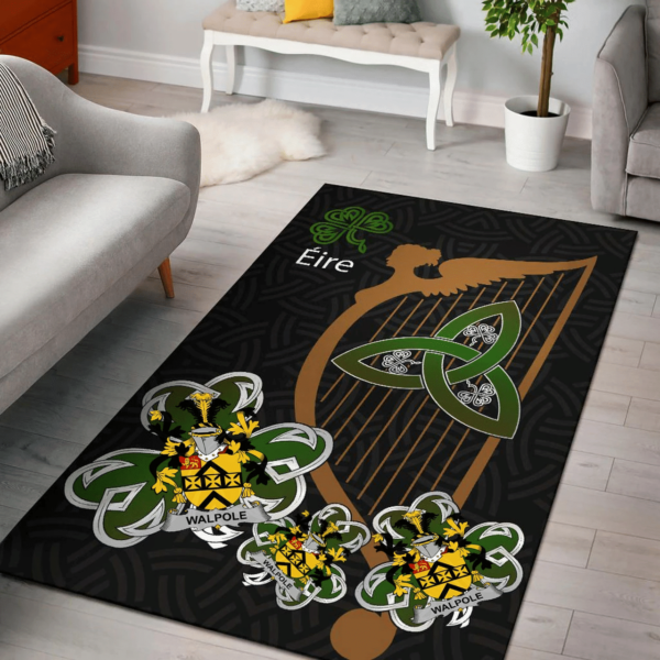 Ireland Area Rug - Walpole Family Crest Area Rug - Harp And Shamrock - Image 2