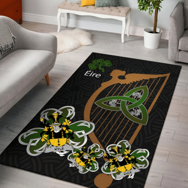 Ireland Area Rug - Kyle Family Crest Area Rug - Harp And Shamrock - Image 2