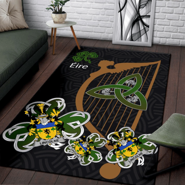 Ireland Area Rug - Lincolne Family Crest Area Rug - Harp And Shamrock - Image 3