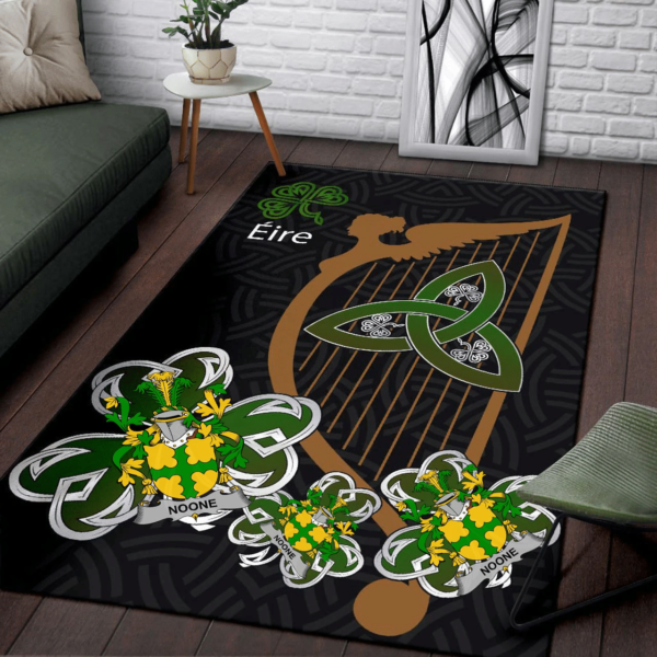 Ireland Area Rug - Noone or O'Noone Family Crest Area Rug - Harp And Shamrock - Image 3