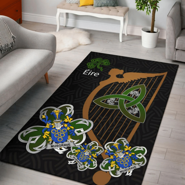 Ireland Area Rug - Musgrave Family Crest Area Rug - Harp And Shamrock - Image 2