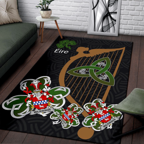 Ireland Area Rug - Wilkinson Family Crest Area Rug - Harp And Shamrock - Image 3