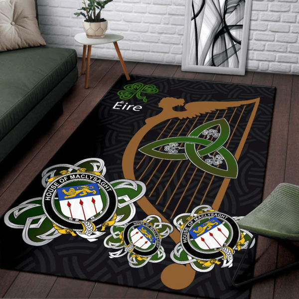 Ireland Area Rug - House of MACLYSAGHT Family Crest Area Rug - Harp And Shamrock - Image 3