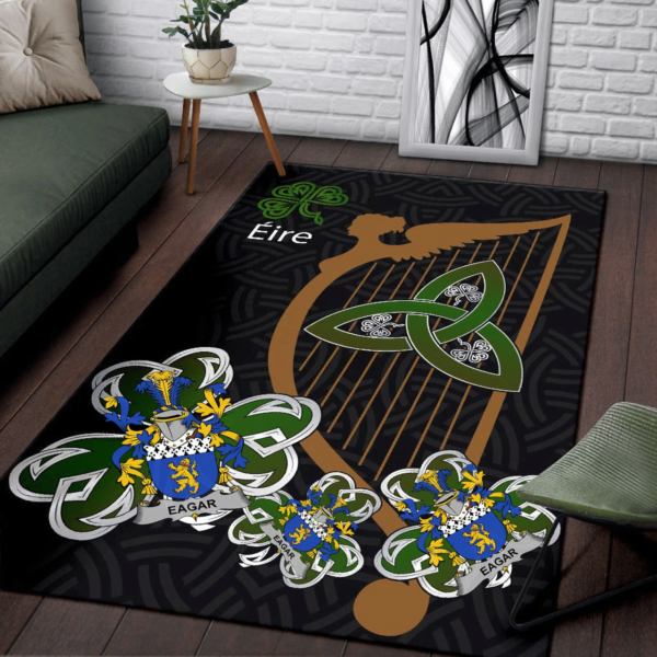 Ireland Area Rug - Eagar Family Crest Area Rug - Harp And Shamrock - Image 3