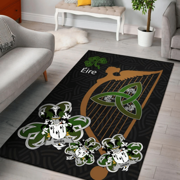 Ireland Area Rug - Gibbs Family Crest Area Rug - Harp And Shamrock - Image 2