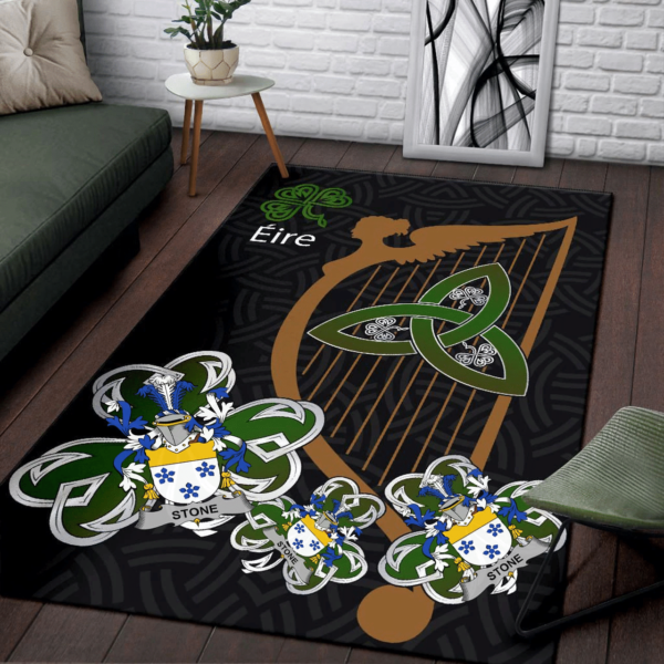 Ireland Area Rug - Stone Family Crest Area Rug - Harp And Shamrock - Image 3