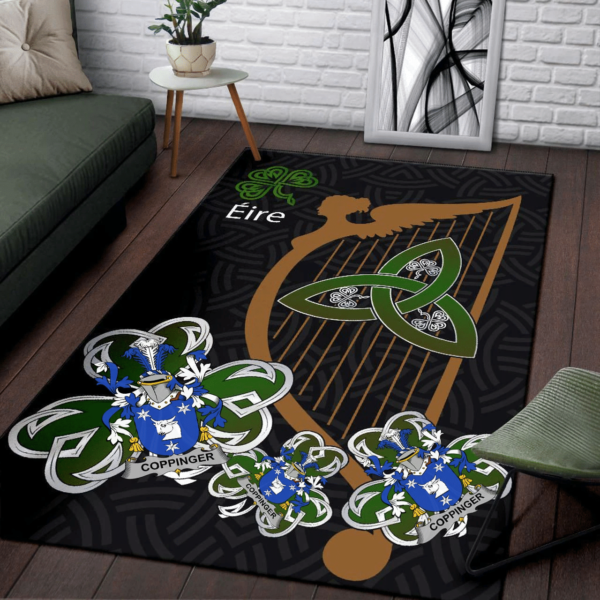 Ireland Area Rug - Coppinger Family Crest Area Rug - Harp And Shamrock - Image 3