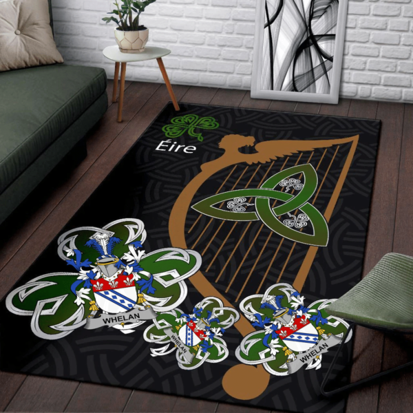 Ireland Area Rug - Whelan Family Crest Area Rug - Harp And Shamrock - Image 3