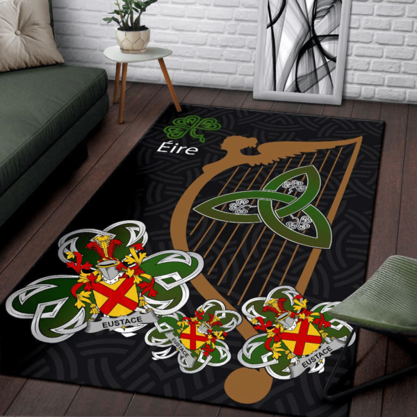 Ireland Area Rug - Eustace Family Crest Area Rug - Harp And Shamrock - Image 3