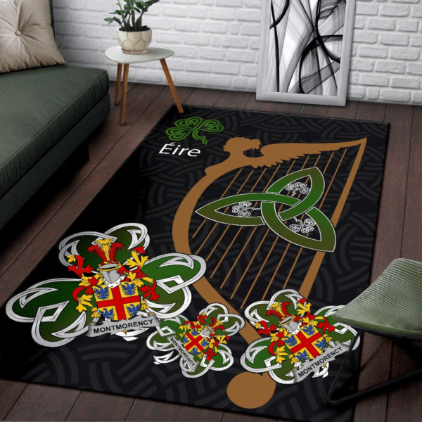 Ireland Area Rug - Montmorency Family Crest Area Rug - Harp And Shamrock - Image 3