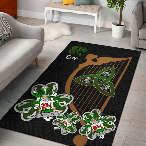 Ireland Area Rug - McNulty Family Crest Area Rug - Harp And Shamrock - Image 2