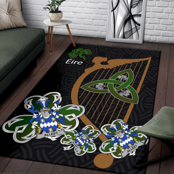 Ireland Area Rug - Alleet Family Crest Area Rug - Harp And Shamrock - Image 3