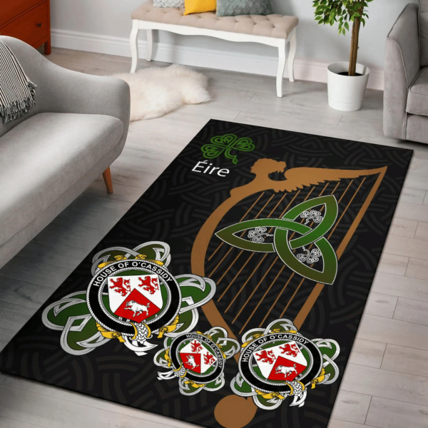 Ireland Area Rug - House of O'CASSIDY Family Crest Area Rug - Harp And Shamrock - Image 2