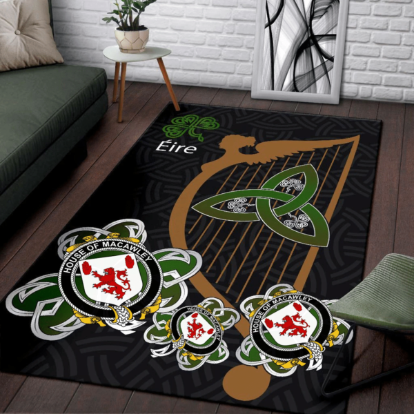 Ireland Area Rug - House of MACAWLEY Family Crest Area Rug - Harp And Shamrock - Image 3