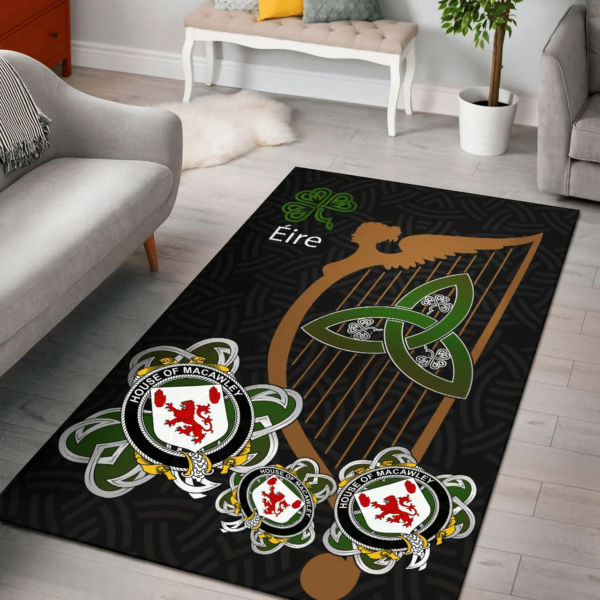 Ireland Area Rug - House of MACAWLEY Family Crest Area Rug - Harp And Shamrock - Image 2