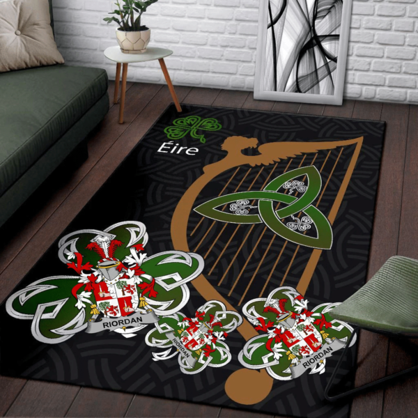 Ireland Area Rug - Riordan or O'Rearden Family Crest Area Rug - Harp And Shamrock - Image 3