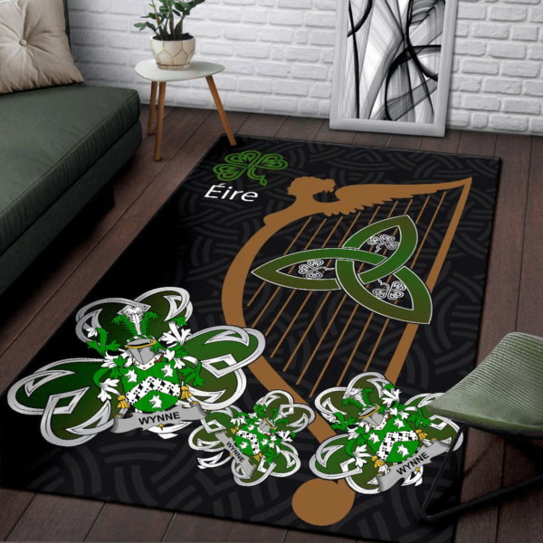 Ireland Area Rug - Wynne Family Crest Area Rug - Harp And Shamrock - Image 3