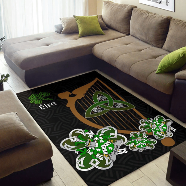 Ireland Area Rug - Wynne Family Crest Area Rug - Harp And Shamrock