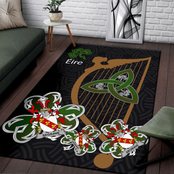 Ireland Area Rug - Segrave Family Crest Area Rug - Harp And Shamrock - Image 3