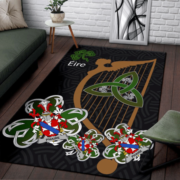 Ireland Area Rug - Phaire Family Crest Area Rug - Harp And Shamrock - Image 3