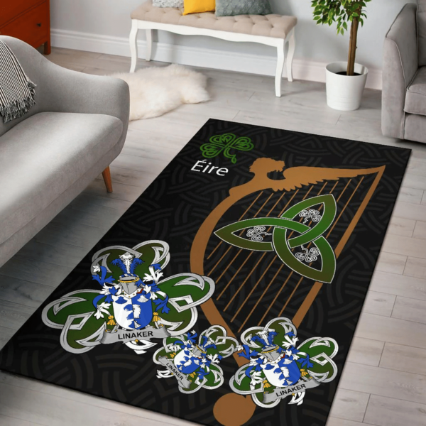 Ireland Area Rug - Linaker Family Crest Area Rug - Harp And Shamrock - Image 2