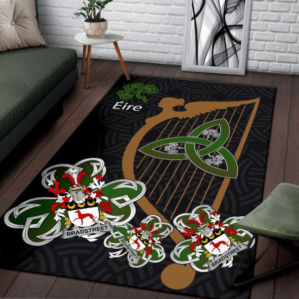 Ireland Area Rug - Bradstreet Family Crest Area Rug - Harp And Shamrock - Image 3