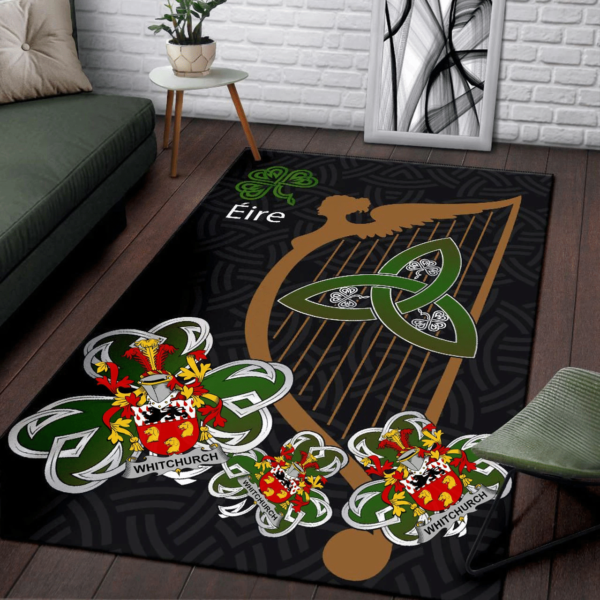 Ireland Area Rug - Whitchurch Family Crest Area Rug - Harp And Shamrock - Image 3