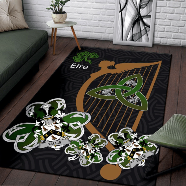 Ireland Area Rug - Tallis Family Crest Area Rug - Harp And Shamrock - Image 3