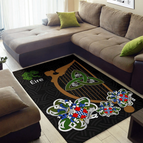 Ireland Area Rug - Taaffe Family Crest Area Rug - Harp And Shamrock