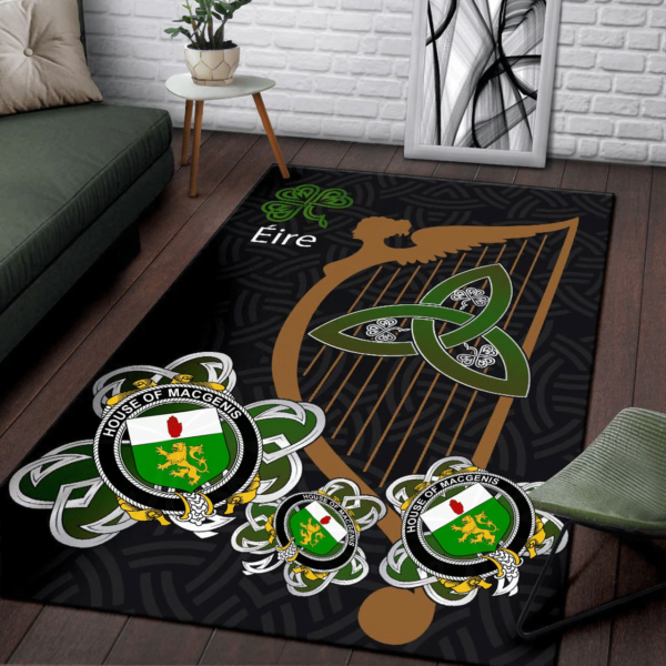 Ireland Area Rug - House of MACGENIS Family Crest Area Rug - Harp And Shamrock - Image 3