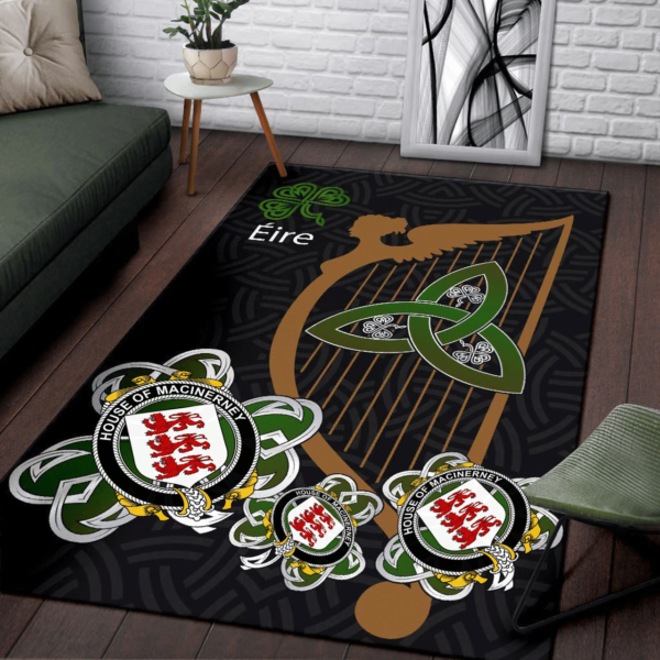 Ireland Area Rug - House of MACiNERNEY Family Crest Area Rug - Harp And Shamrock - Image 3