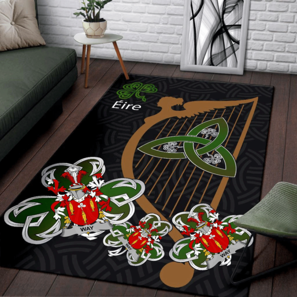 Ireland Area Rug - Way Family Crest Area Rug - Harp And Shamrock - Image 3