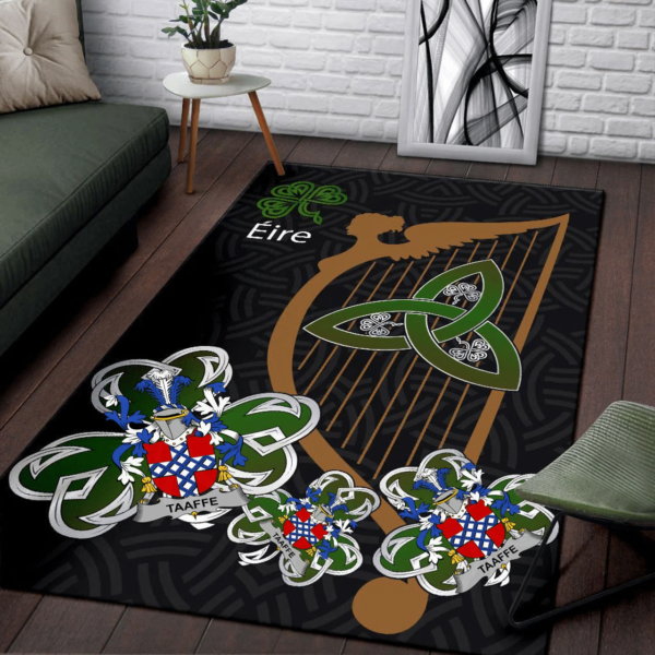 Ireland Area Rug - Taaffe Family Crest Area Rug - Harp And Shamrock - Image 3