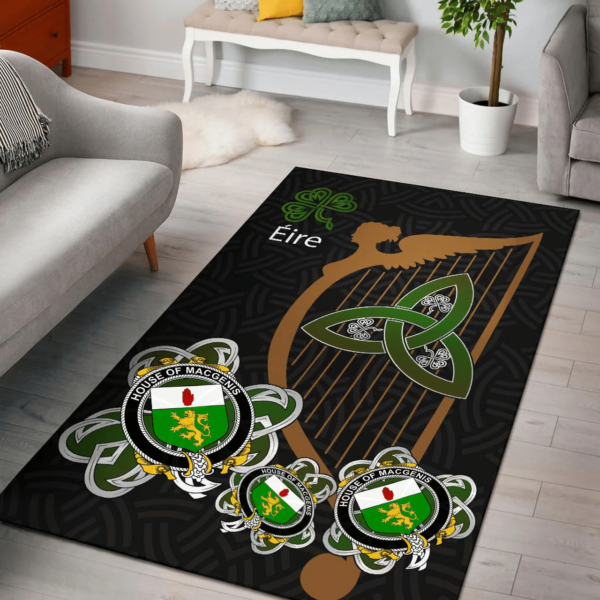 Ireland Area Rug - House of MACGENIS Family Crest Area Rug - Harp And Shamrock - Image 2