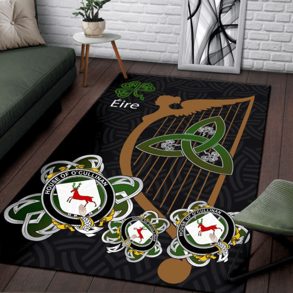 Ireland Area Rug - House of O'CULLINAN Family Crest Area Rug - Harp And Shamrock - Image 3